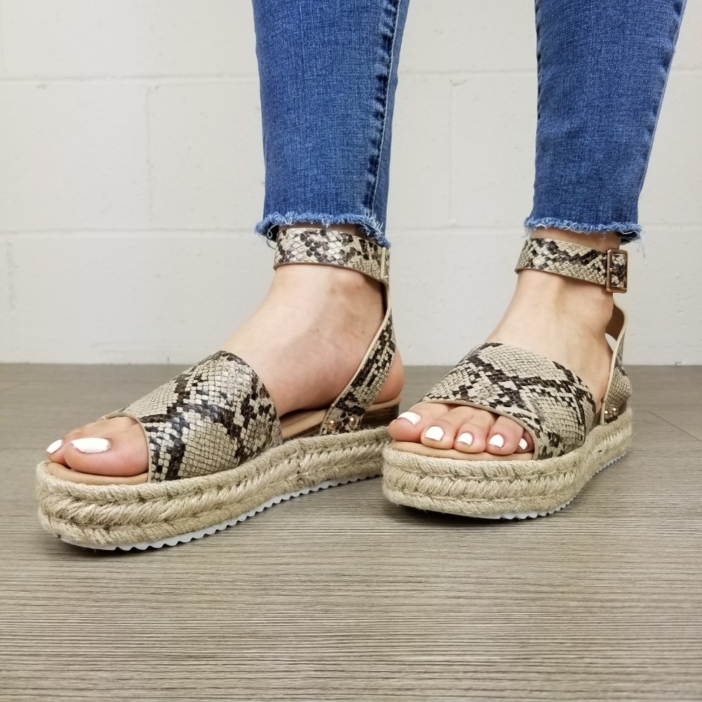 Python Snake Espadrille Platform Comfort Sandal - Picture 3 of 8